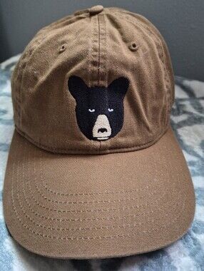 Black Bear Embroidered Organic Cotton Brown Baseball Hat Artwork By Lorien Stern